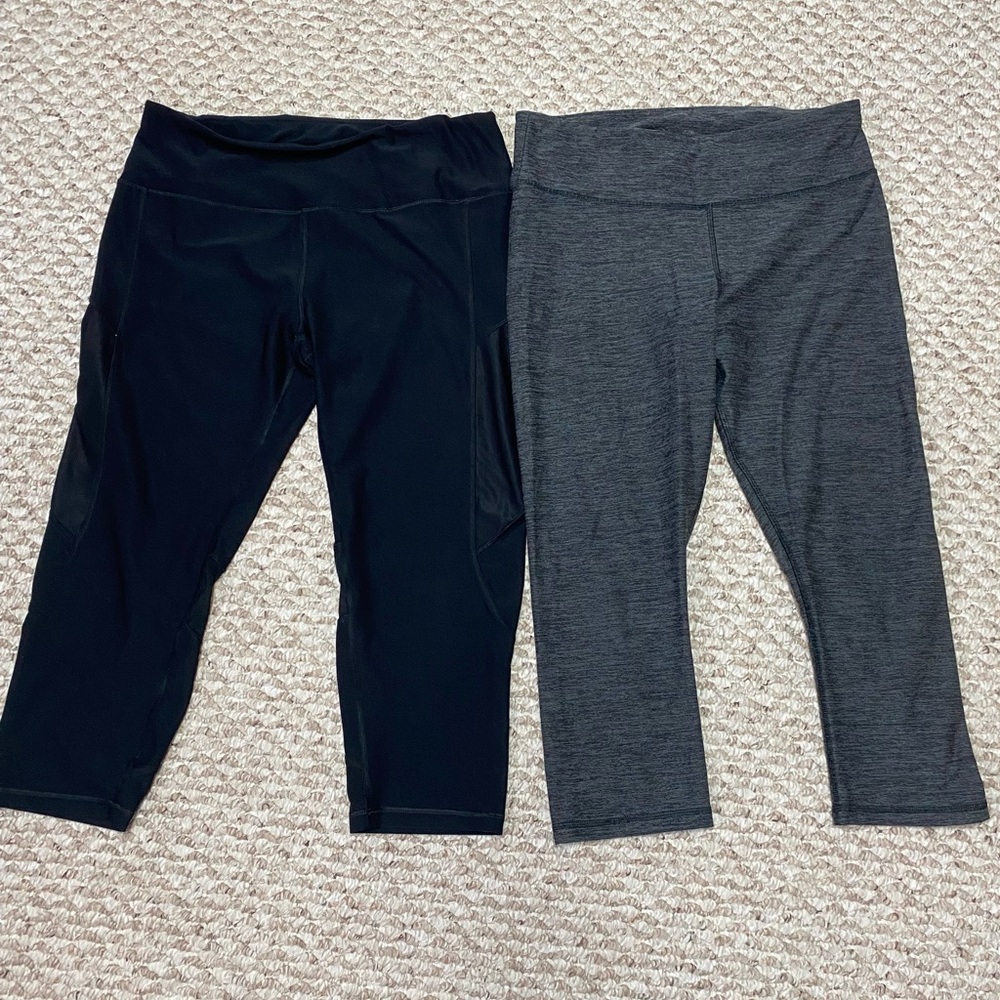 2 PAIR CROPPED ATHLETIC LEGGINGS - XL